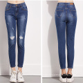 Knopf-gerade Bein-neue Art und Weise reizvolle Frauen-Jeans-Hose